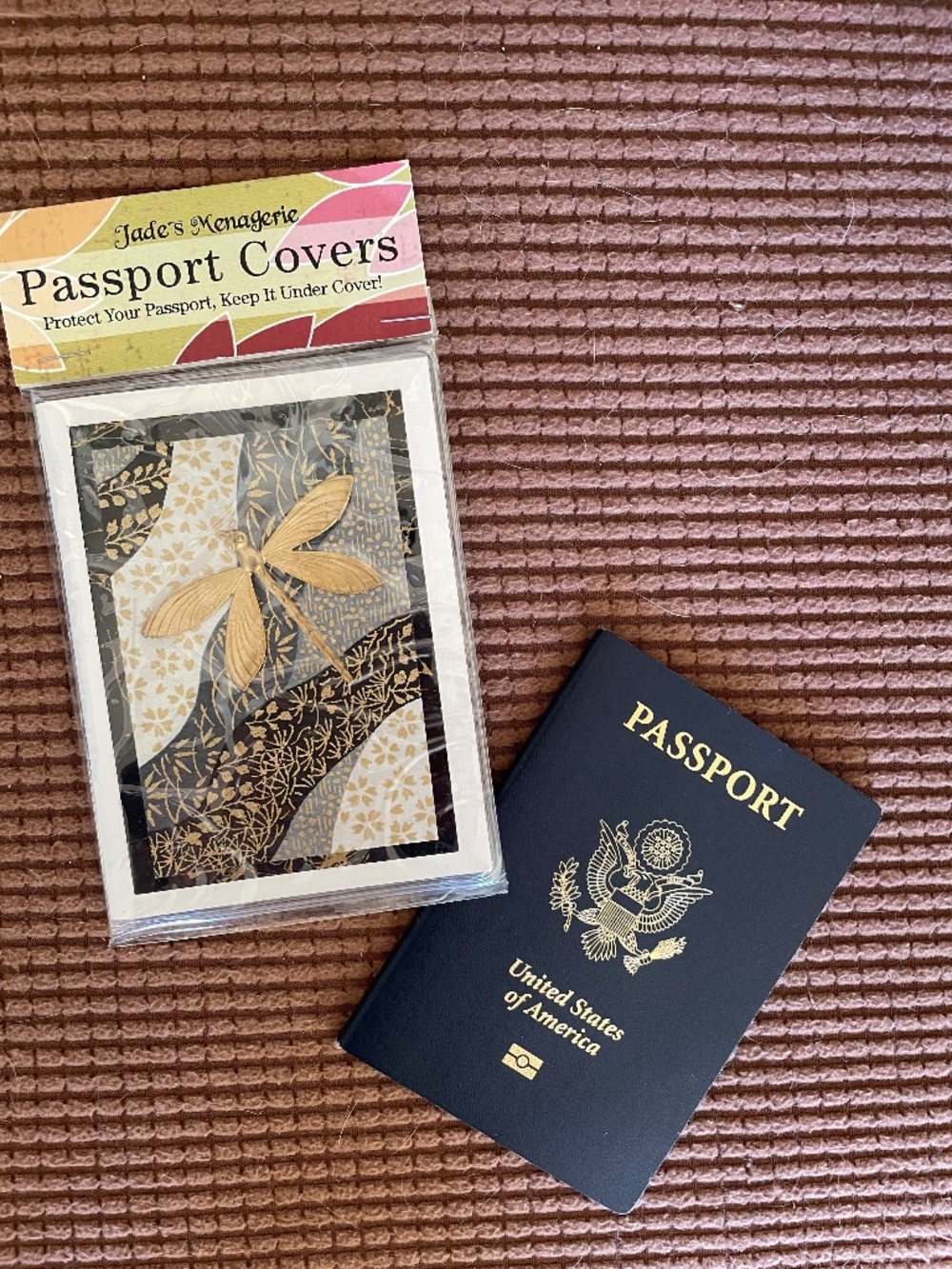 Beautiful Origami Paper and Metal Dragonfly Passport Holder